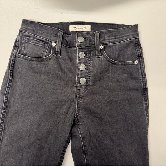 Madewell Black 10in High Rise Skinny Jeans Womens 25P Button Fly Casual Denim - Picture 8 of 12